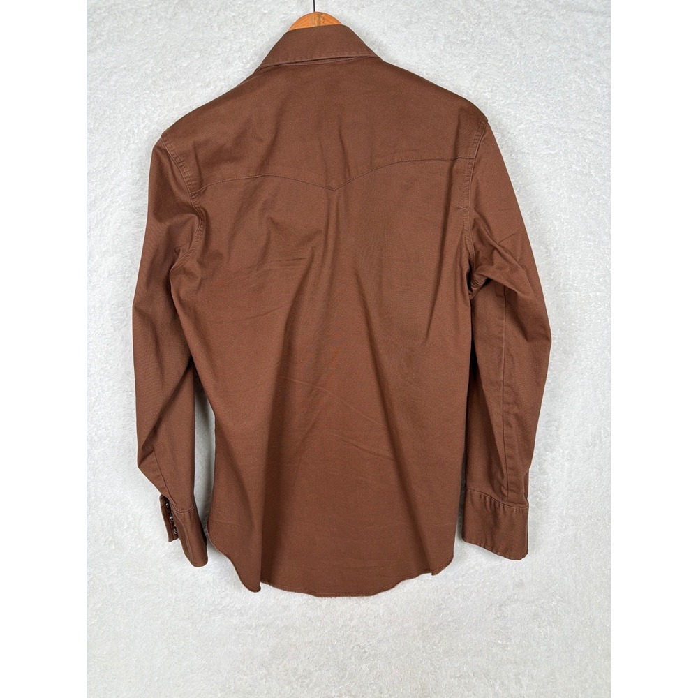 Wrangler Western Shirt Mens M Brown Premium Performance Advanced Comfort Snap Up - Picture 6 of 8